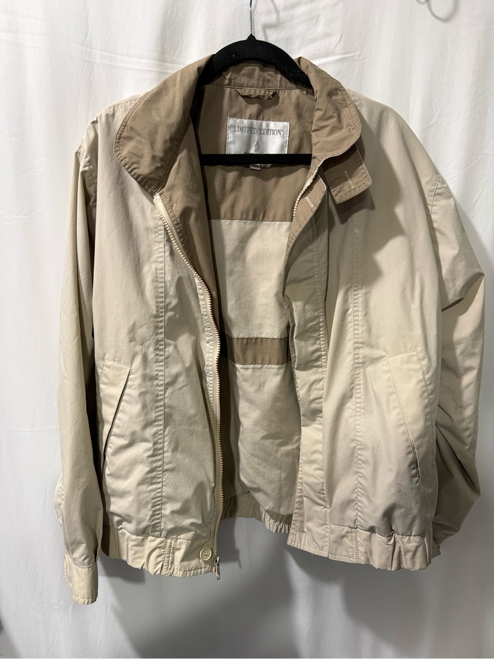 London Fog Men's Light Beige Zip-Front Shirt Jacket